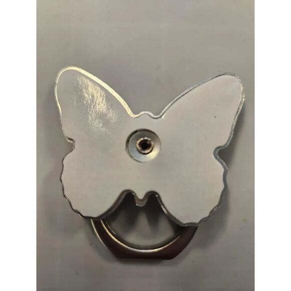 New - Pink & Blue Butterfly Mobile Phone Ring Bracket with 360 Rotation - Picture 4 of 4
